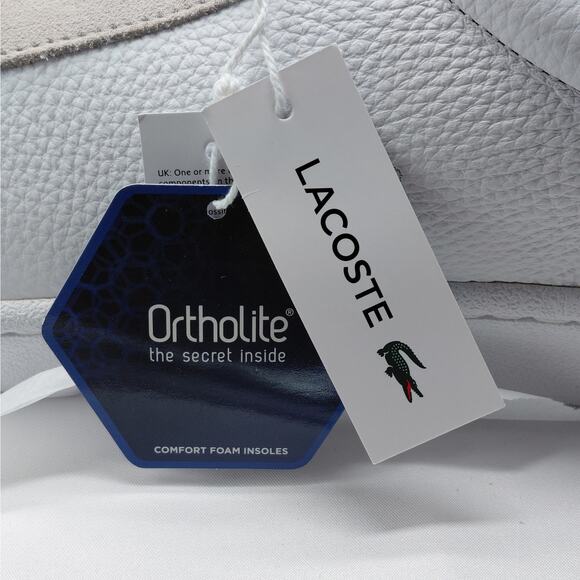 Lacoste Mens Sneakers Size 12 White Leather Suede Low Top Preppy Streetwear Y2K - Picture 7 of 11